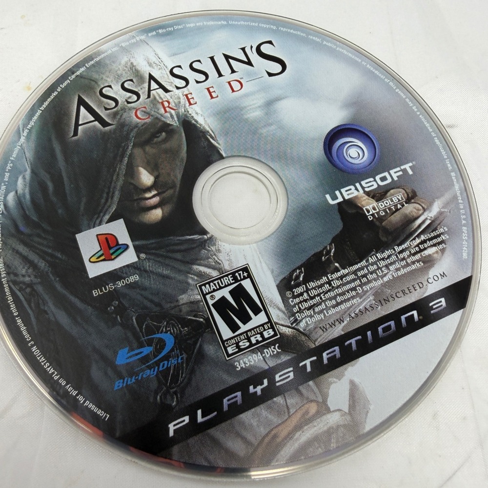 Assassins Creed Sony PlayStation 3 PS3 2007 Action Adventure BLUS-30089 Disc